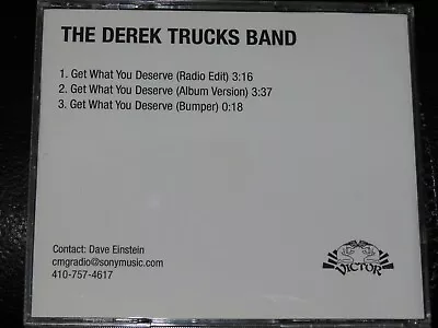 THE DEREK TRUCKS BAND - Get What You Deserve - RARE 3 Track Acetate USA PROMO CD • $6
