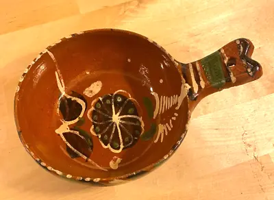 Vtg Folkart Mexican Clay Redware Pottery Tlaguepaque Serving Dish W/handle 4 3/  • $14.95