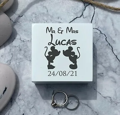 £14.99 • Buy Mickey & Minnie Disney Double Ring Bearer Box Wedding Day Personalised Gift