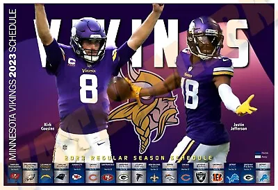 THE MINNESOTA VIKINGS 2023 REGULAR SEASON 19”x13” SCHEDULE POSTER • $17.95