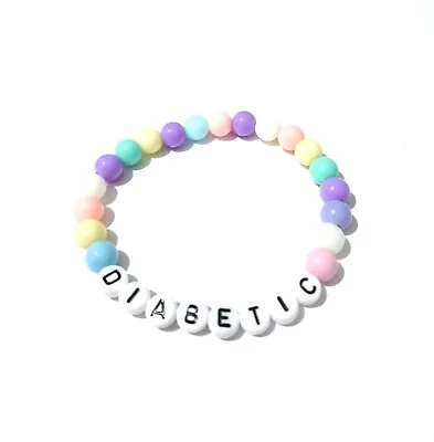 Medical Alert Bracelet ID SOS Kids Pastel Acrylic Beads Many Medical Choices  • £5.99