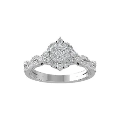 Sterling Silver 0.5ct Diamond Cluster Ring For Women Sz 7 Color-IJ Clarity-I2I3 • $351.99