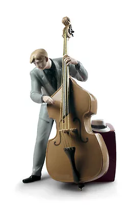 Lladro Jazz Bassist Figurine #9331 Brand Nib Musician Large Gold Instrument F/sh • $999.98