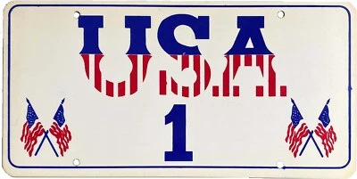 $19.95 • Buy USA 1 Vintage Patriotic Front Booster Vanity License Plate With American Flag