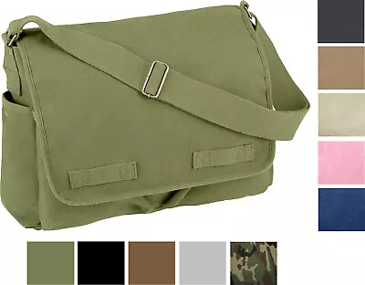 Heavyweight Canvas Messenger Bag Large School Over Shoulder Satchel Sling • $31.99