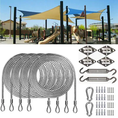 44Pcs Stainless Steel Sun Sail Shade Canopy Awning Wire Rope Fixing Fitting Kit • £25.99