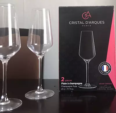 £6.99 • Buy Pair Of Cristal D'arques Paris Grand Chateau Champagne Flutes Cristallin Boxed