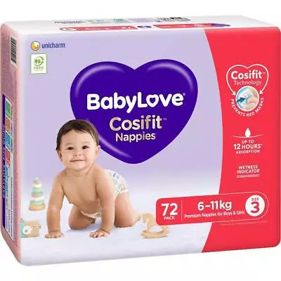 Baby Love Cosifit Nappies Size 3 Crawler (6-11kg) 72 Pack Baby Love • $35.99