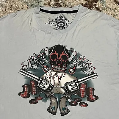 Marc Ecko Revolvers Playing Cards Poker Shirt Size 2XL Cyber Y2K Grunge • $20