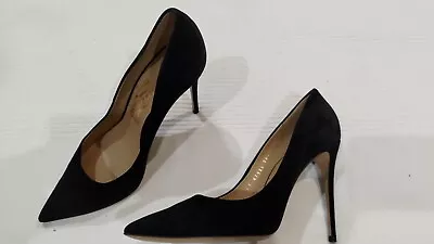 Salvatore Ferragamo - FIore 100 - Black Suede Heels - Size 8C • $200