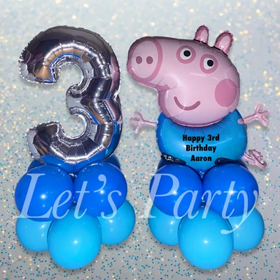 £16.99 • Buy George Pig Character Peppa Pig & Number Balloon Display Personalised 100cm Tall
