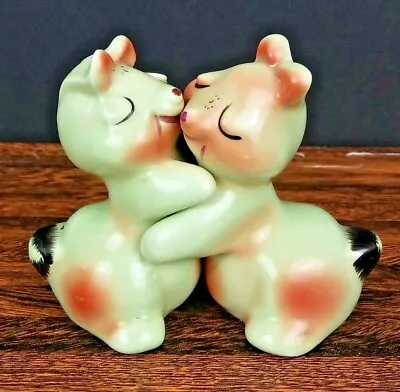 BUNNY HUG Salt & Pepper Shakers Huggers Green Hugging Bunnies Ruth Van Tellingen • $11.68