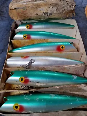 Tomic #109 Vintage 6 Inch Salmon Tuna Plugs. Box 1/23. 6 Plugs. • $62