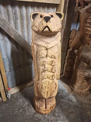 Chainsaw Carving Bear Great Gift Idea Elm Wood Home Garden  Sculpture Art Craft  • £280