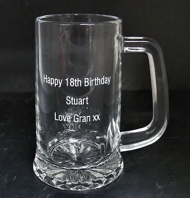 Personalised Engraved Glass Tankard 18th 21st 30th Birthday Free Gift Box RH • £10.99