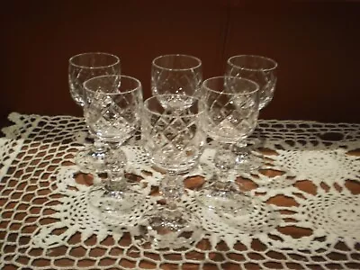 Set Of 6 Bristol Czechoslovakian Fine Cut Bohemia Crystal Sherry Glasses • $50