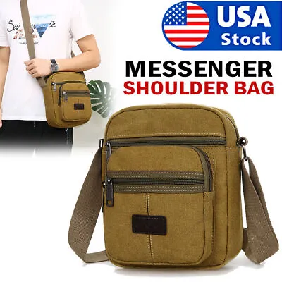 Men's Canvas Messenger Bag Waterproof Handbag Cross Body Tote Shoulder Satchel • $9.99