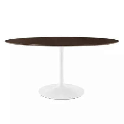 Pemberly Row 60  Oval Modern Wood & Metal Dining Table In White/Cherry/Walnut • $859.21