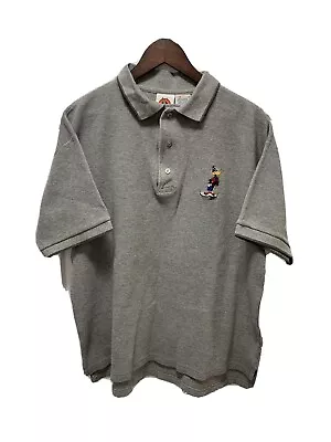 Vintage 90s Looney Tunes Daffy Ducks Mens Golf Polo Shirt Grey Size Large • $25.34