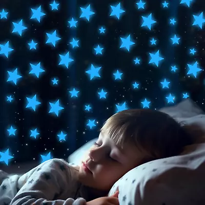 Glow In Dark Stars Stickers For Ceiling Kids Room Decor 3 Sheets Moon Wall Decal • $13.22
