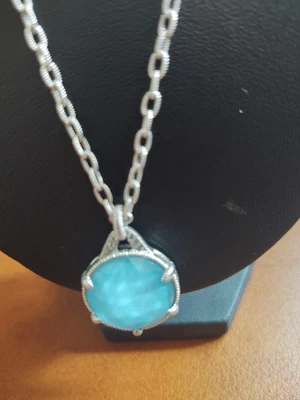 $172.50 • Buy Judith Ripka Two .925 Faceted Turquoise Eclipse Textured Necklace, New