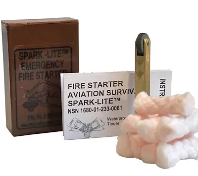 Brass Spark Lite Firestarter Kit 8 Tinder Quik Tabs Aviation Military Survival • $21.99