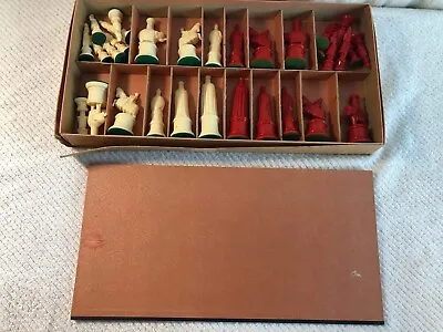 $45.99 • Buy Vintage ‘47 Florentine Chessmen Set By Kingsway 4  King *Used In Box* Red & Blac