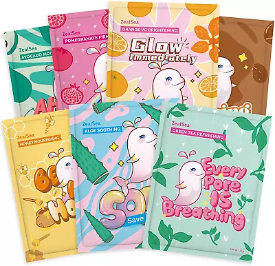 Sheet Masks Zealsea Facial Mask(Pack Of 7) Face Masks Skin Care For Girls And  • £12.06