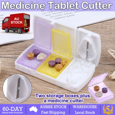 $5.39 • Buy Pill Cutter Box Grinder Medicine Tablet Crusher Pill Splitter Storage Case New