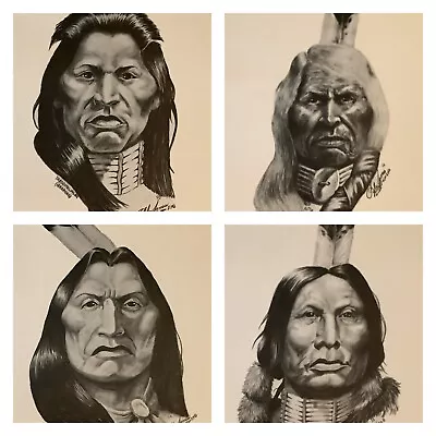 Native American Charcoal Drawing Prints By Lyle James Lot Of 8 1 Betony Vintage • $53.88