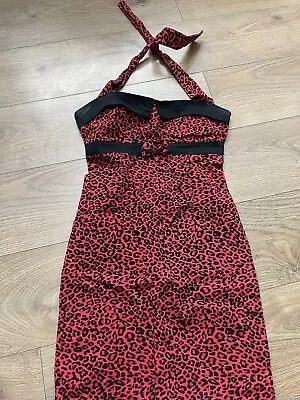 £9 • Buy Red Leopard Print Rockabilly Dress By Collectif