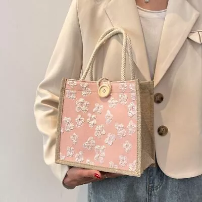 Student Style Mini Tote Bag Small Flower Print Lunch Bag Simple Women Handbag • $8.47
