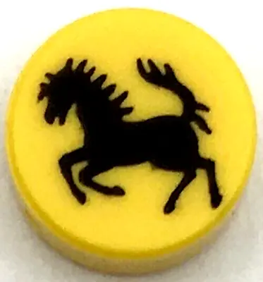 Lego New Yellow Tile Round 1 X 1 With Ferrari Logo Black Horse Pattern • $1.99