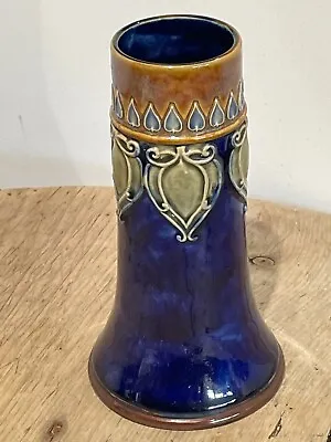 £65 • Buy RARE Royal Doulton LAMBETH Stoneware Art Nouveau Cobalt Blue Tapered Vase VGC