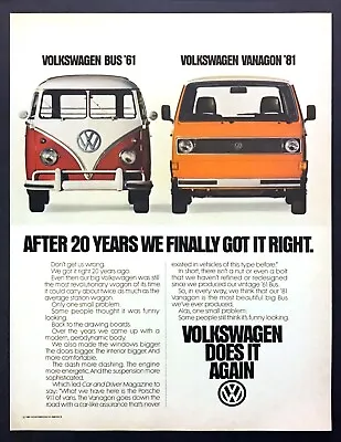 $9.59 • Buy 1961 VW Bus & 1981 Volkswagen Vanagon Photo  Got It Right  Vintage Print Ad
