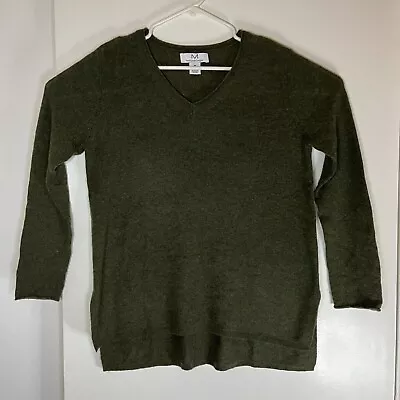 Magaschoni 100% Cashmere V-Neck Sweater Pullover Womens Medium Green • $24.50