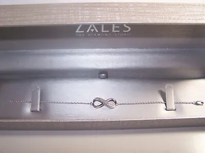 New Zale's Jewelers/kay's  1/10th Tcw Diamond Infinity Sterling Chain  Bracelet • $89.99