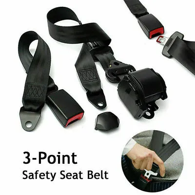 Car Auto 3 Point Car Safety Seat Belts Lap & Belt With Buckle Cable Safety Strap • $46.99