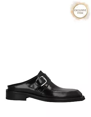 RRP€490 MARTINE ROSE Leather Mule Shoes US11 UK10 EU44 Black Made In Italy • £45