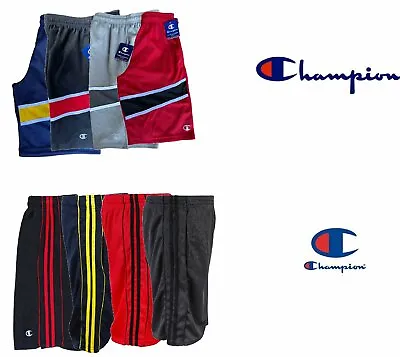 Champion Men's Shorts Athletic Mesh Pocket Striped Gym Basketball Drawstring • $12.80