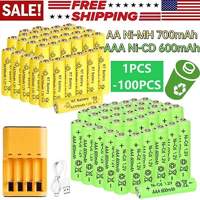 Lot 1.2V AA AAA Rechargeable Batteries Ni-MH Ni-CD Cell /  Smart Battery Charger • $6.66