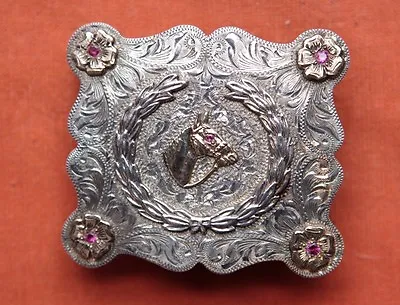 Vtg Sunset Trails McCabe Horse Sterling Silver 10K Gold Western Belt Buckle  • $899