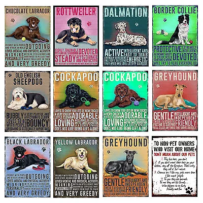 Dog Breeds Retro Metal Sign Vintage Pub Man Cave Shed Kitchen 1 • £4.03