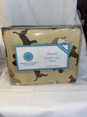 Martha Stewart Collection Tailspin Twin Flannel Sheet Set Dog Pattern Dachshund • $79.99