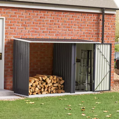 HeavyDuty Outdoor Garden Sheds & Storage Log WoodStore Combo Firewood Metal Shed • £145.95