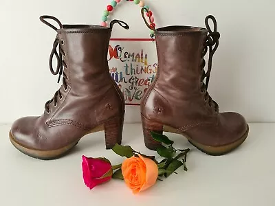 Dr Doc Martens Diva Darcie Brown Heeled Leather Court Boots UK 4 EU 37 US 6 • £149