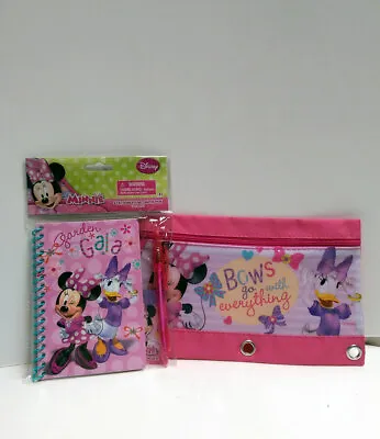 Disney MINNIE MOUSE Stationery Set Girl Kid Diary Journal W Pen And Pencil Pouch • $4.95