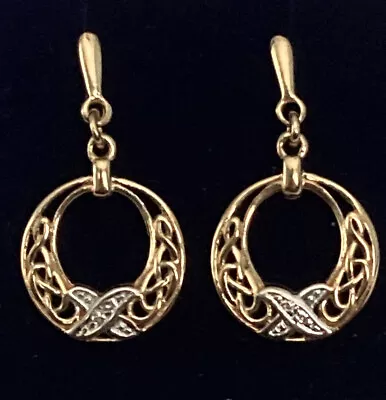 9ct Gold Celtic Knot Diamond Earrings  • £130