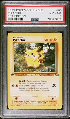$54.99 • Buy 1999 Pokemon 1st Edition Jungle 60 Pikachu PSA NM-Mint 8