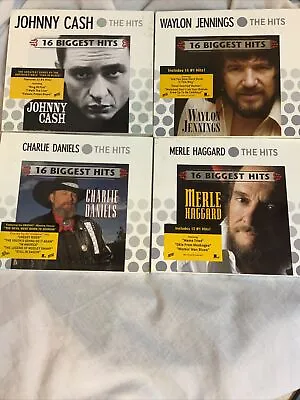 Set Of 4 - 16 Biggest Hits CDs Charlie Daniels Johnny Cash Waylon Jennings Merle • $22.46